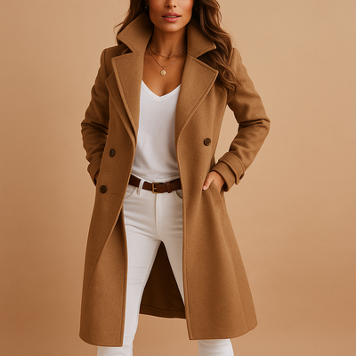 Lucie | Elegant Lang Frakke med Knapper